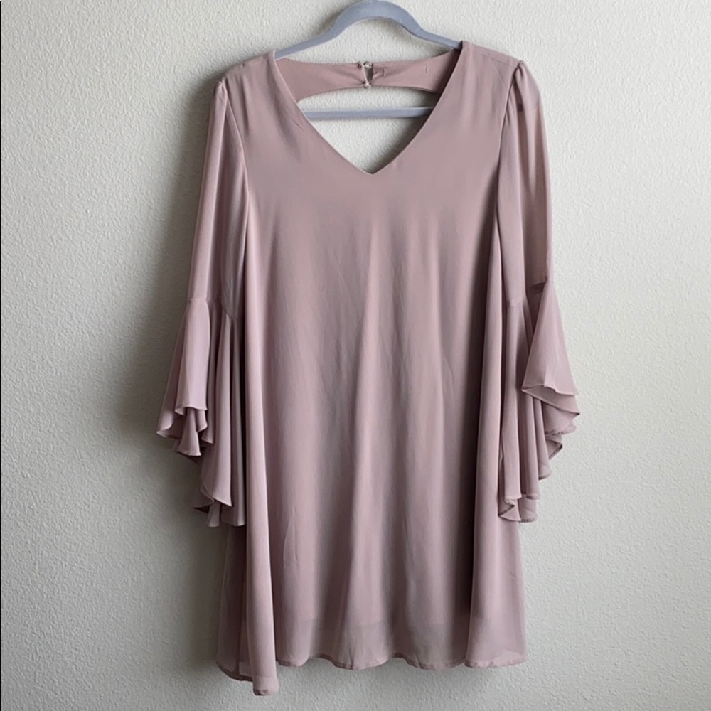 Luxe Apothetique Mauve Nude Bell Sleeve Dress